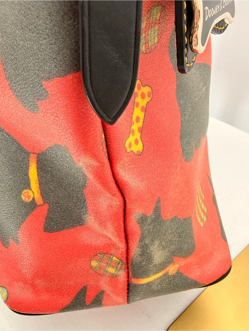 DOONEY & BOURKE Scottie Dog Coated Canvas Shoulder Bag Red Black